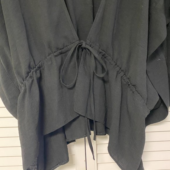 ASOS Open Front Tie Black Blouse - Picture 2 of 5